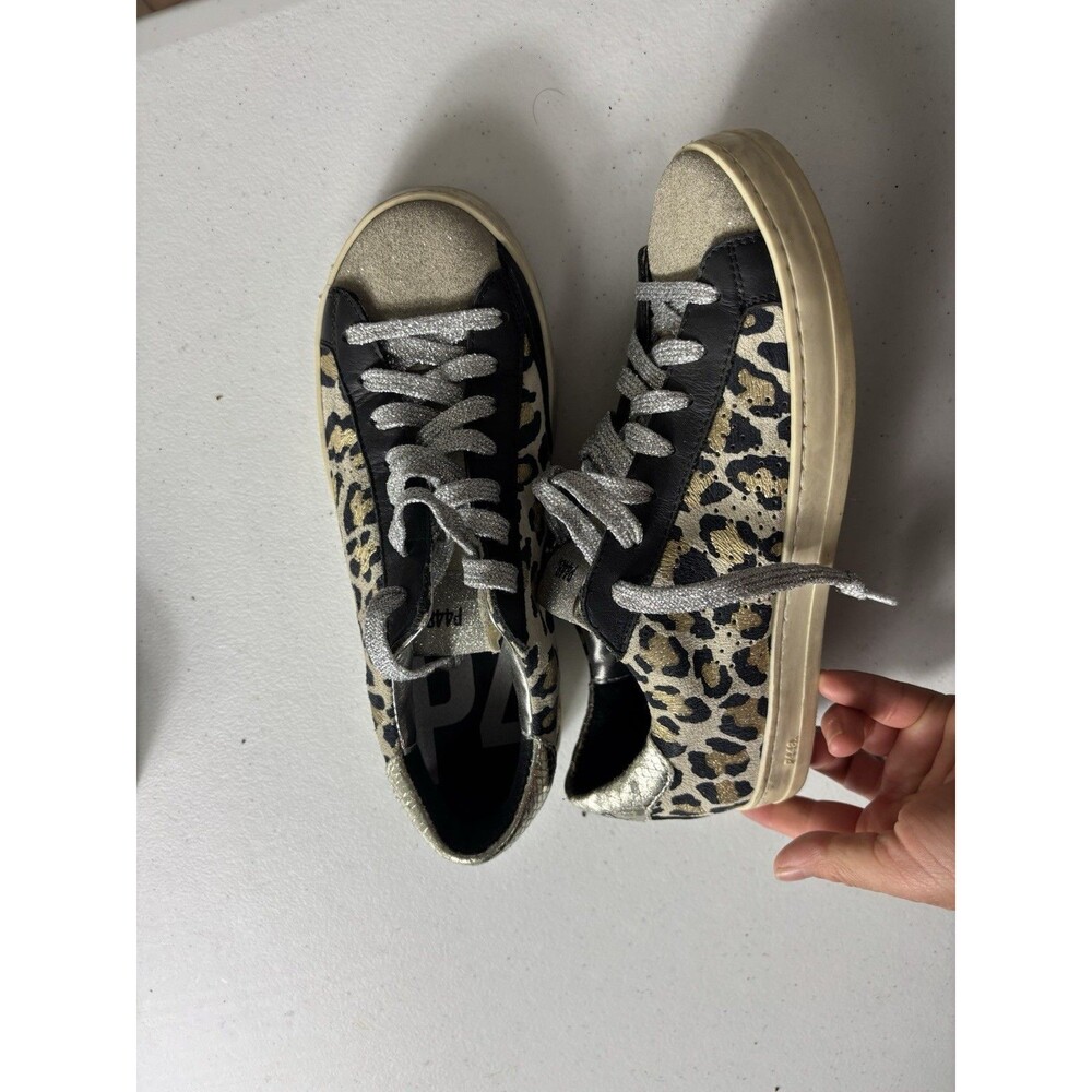 P448 Womens Leopard Print Lace Up Low Top You Can Surf Later Sneakers 37